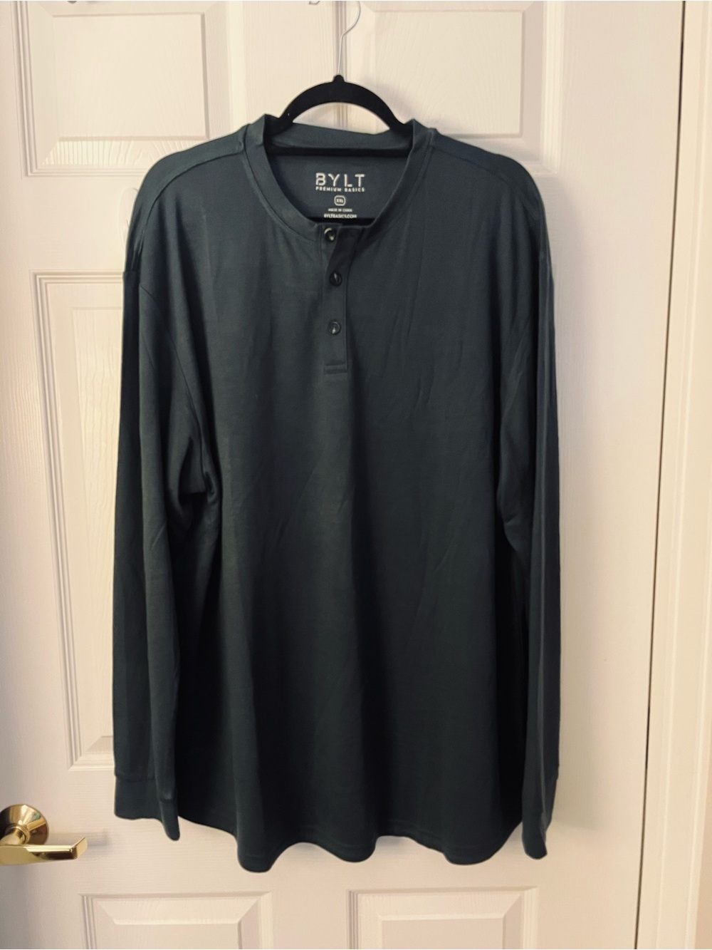 BYLT Basics Long-Sleeve Henley Shirt in Black - XXL